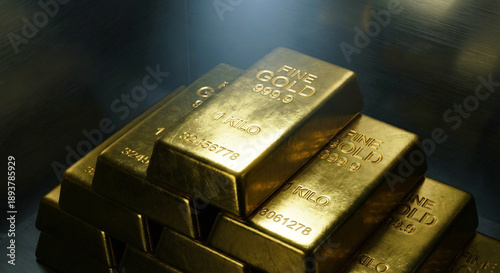 Canvastavla Stack of Shiny Gold Bullion Bars Wealth Investment Concept