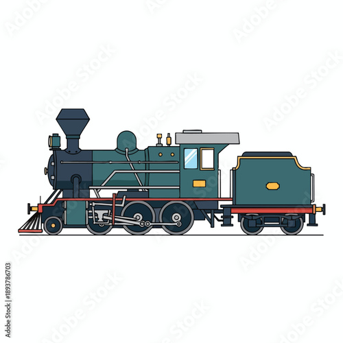Vintage Steam Locomotive Illustration