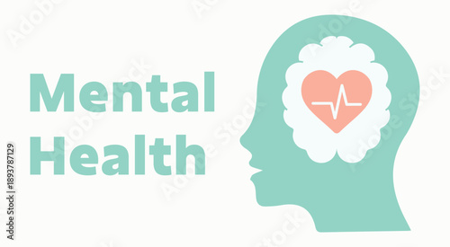 Mind, heartbeat, mental health, heart, brain, healthy, medicine, healing. Wellness, doctor, education, intelligence, hospital. Icon, vector, set, template