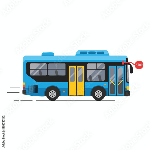 Blue City Bus in Motion