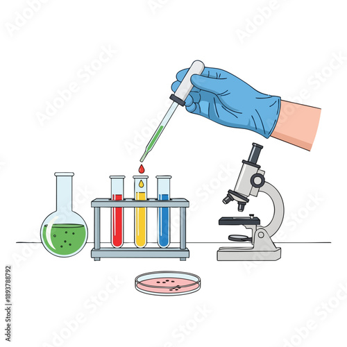 Scientist Conducting Laboratory Experiment with Test Tubes