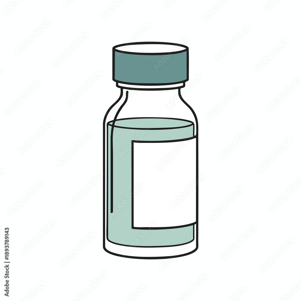 Fototapeta premium Clear Glass Medical Bottle with Blank Label