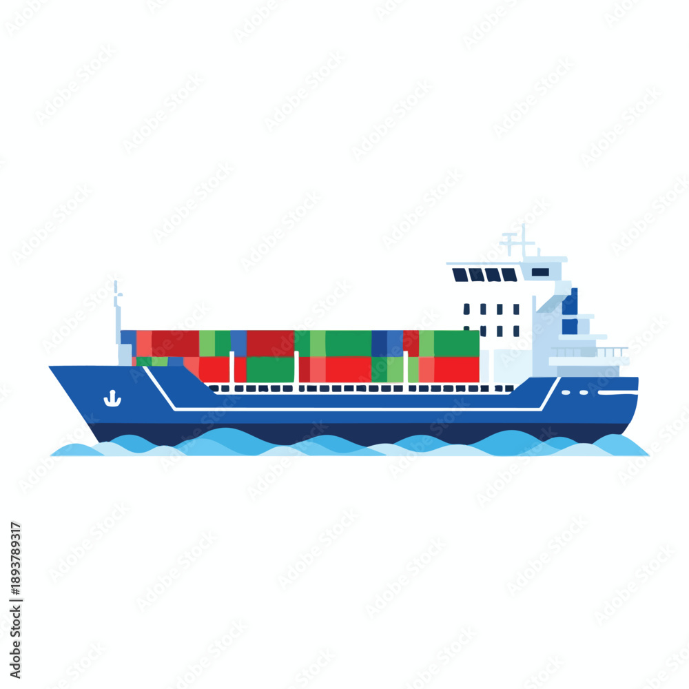 Obraz premium Blue Cargo Ship Transporting Containers at Sea
