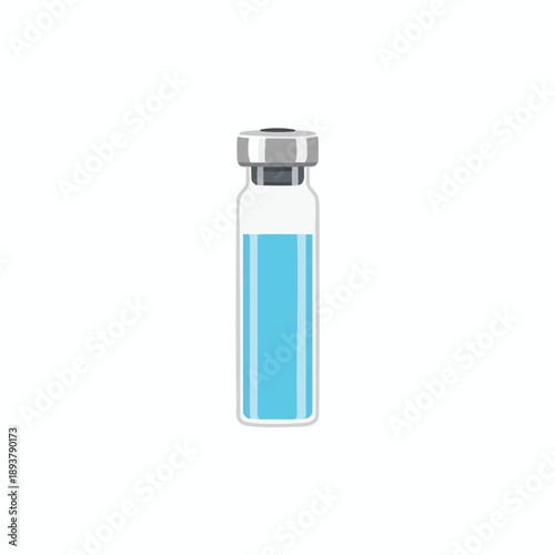 Medical vial with blue liquid