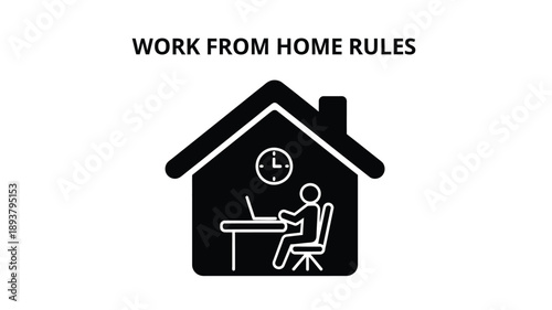 Work from home rules depicted with a house and person silhouette