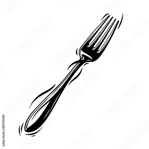 Fork illustration in a hand-drawn style showcasing a sleek design