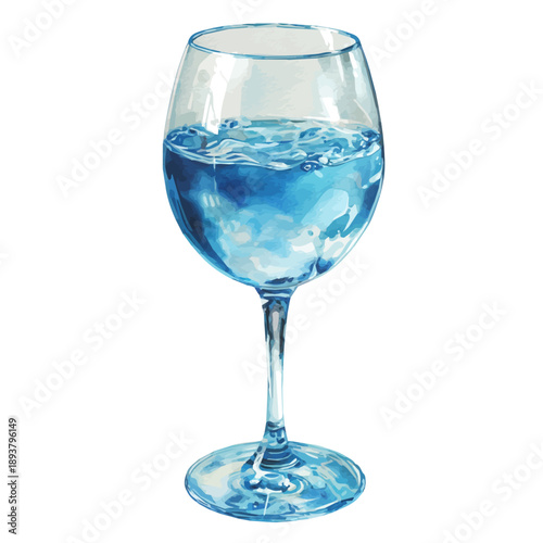Watercolor painting of Wine Glass, detailed and artistic vector illustration on a white background.