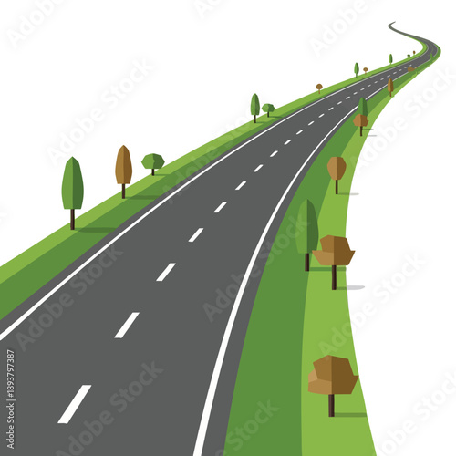 Empty Highway with Green Median Strip