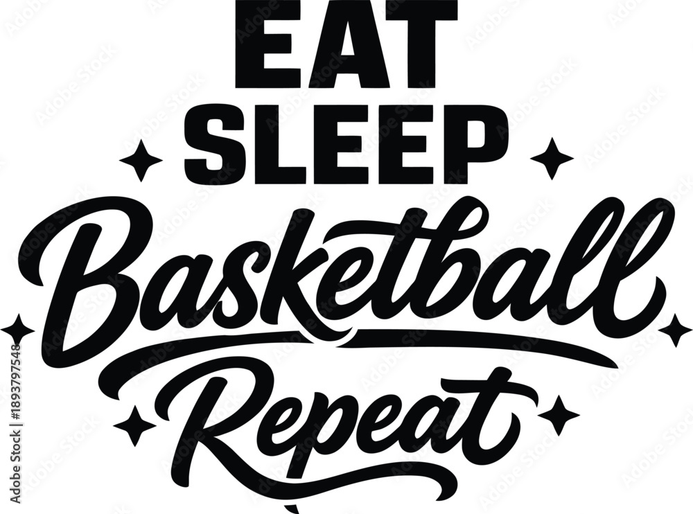 Obraz premium Basketball Quote Typography - Eat Sleep Repeat
