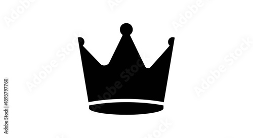 Minimalist black crown icon representing royalty, power, and achievement on a white canvas