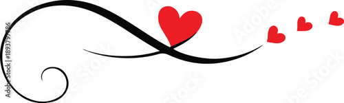 Ornamental heart divider with elegant black swirls for invitation.