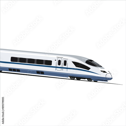 Modern High Speed Train on White Background
