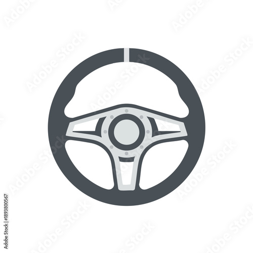 Steering Wheel Icon on White Background