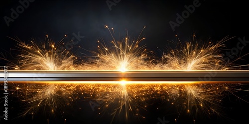 Industrial Metal Grinding Sparks on Dark Background, Abstract