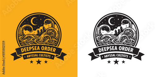 Deepsea Order Abyssal Cultists Kraken Sea Monster Night Badge