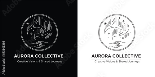 Aurora Collective Logo with Northern Lights and Helping Hands