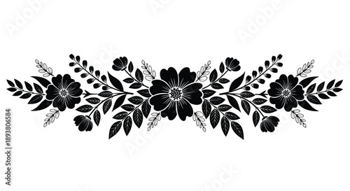 Elegant floral arrangement a black and white botanical design element