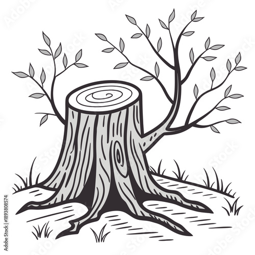 Tree stump with new growth