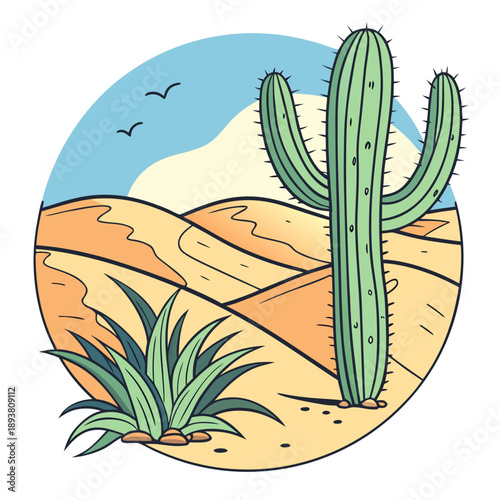 Desert landscape with cactus