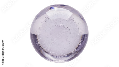 Photos Isolated glass paperweight orb with internal decoration, translucent violet, ele