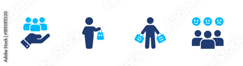 Customer icon set. service, support, satisfaction, care, relationship. solid style icon collection