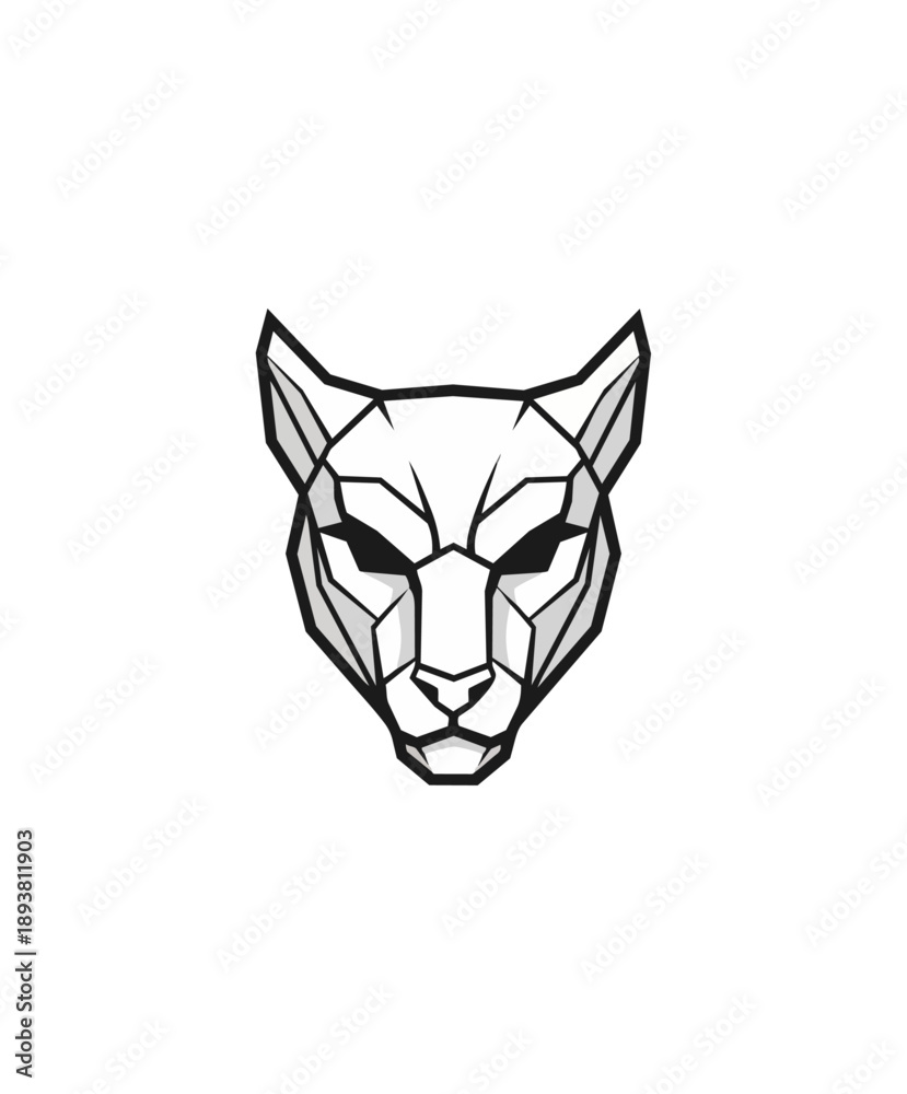 Fototapeta premium Geometric cougar head illustration on black background