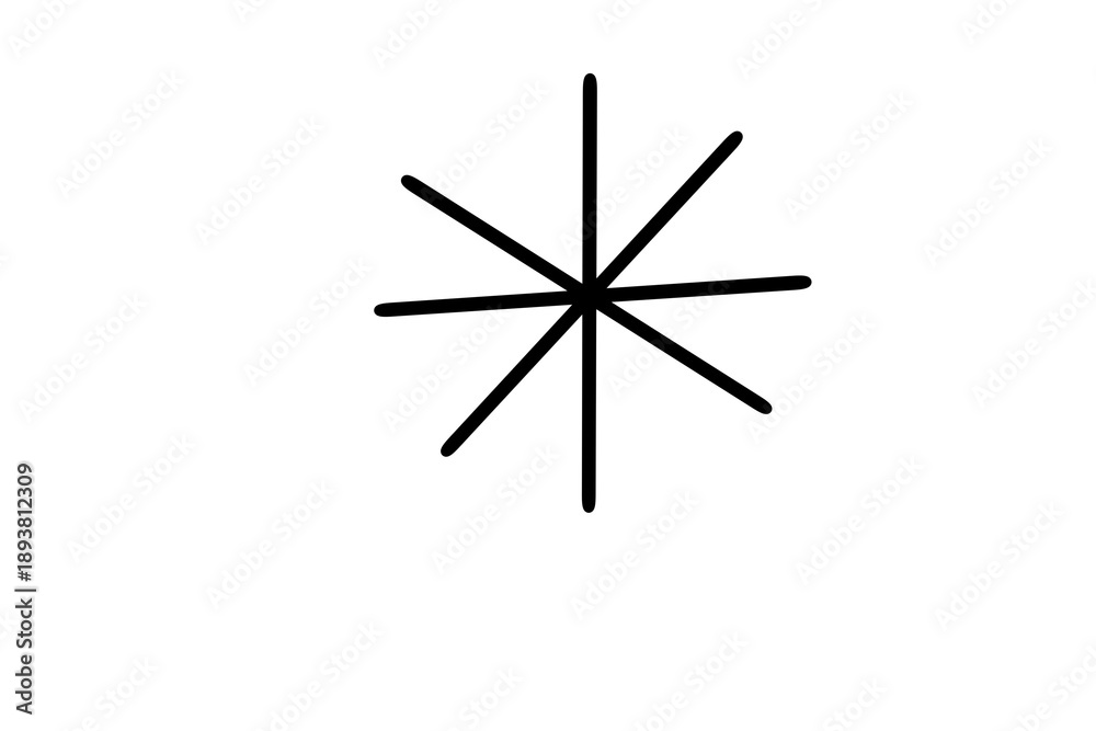Fototapeta premium black and white, Hand drawn star spark, icon, cartoon