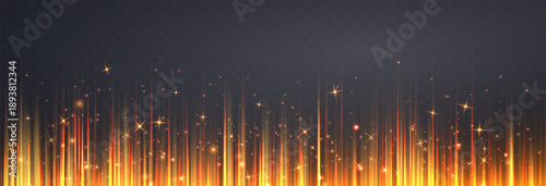 Speed rays, velocity light neon flow, zoom in motion effect, orange glow speed lines, colorful light trails, stripes. Abstract background, vector illustration.