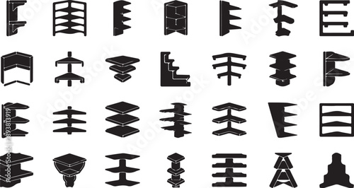 Collection of 24 unique gothic alphabet letters isolated on transparent background