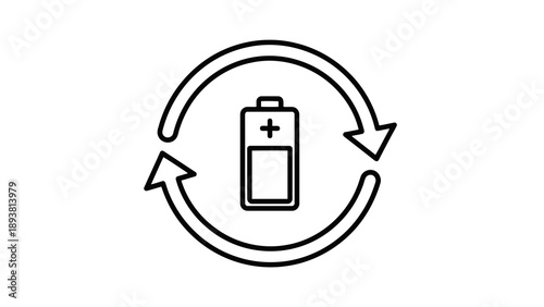 Battery recycling icon symbolizing rechargeable energy
