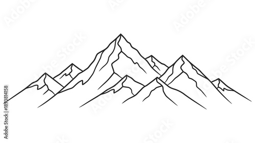 Mountain range line art illustration
