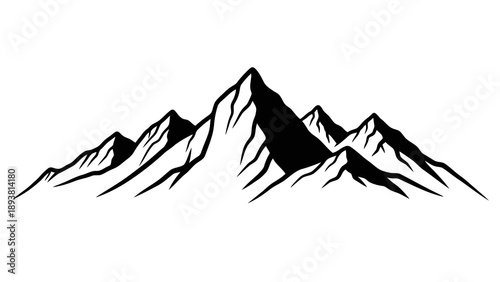 Mountain range silhouette against white background