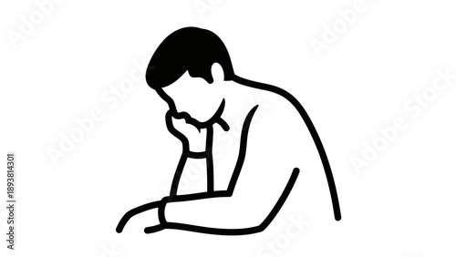 Man sitting with head in hand