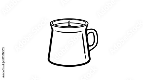 Simple line drawing of a candle in a mug
