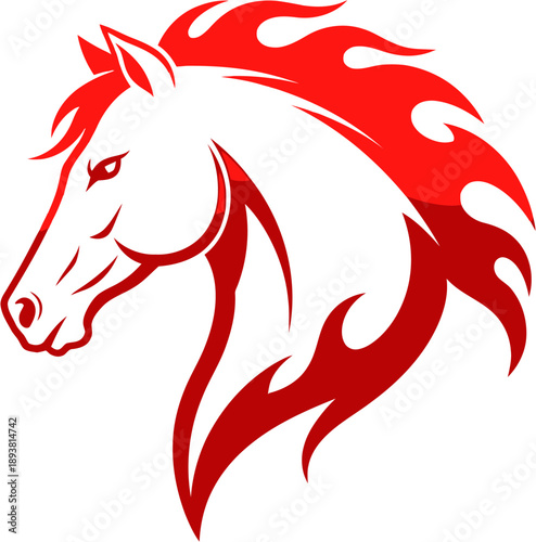 red horse head, New Year's card, Year of the fire Horse.
