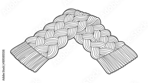 Beautiful braided scarf illustration on white background