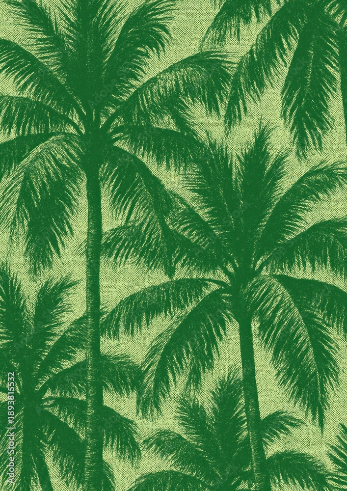 Fototapeta premium Tropical palm tree pattern illustration.