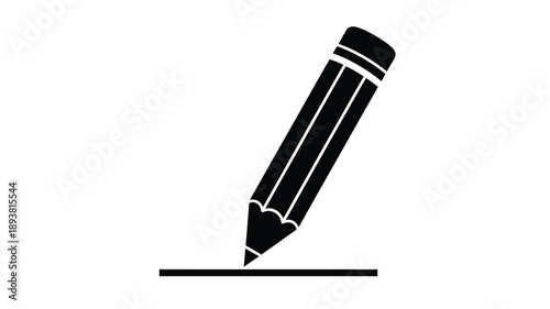 a simple black and white drawing of a pencil resting on a line silhouette
