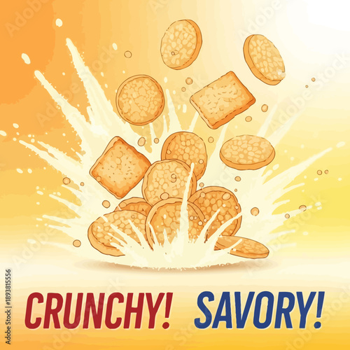 Crunchy Crackers with Milk Splash