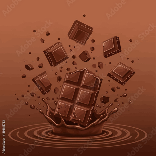 Chocolate Bar Breaking Apart in Melting Chocolate
