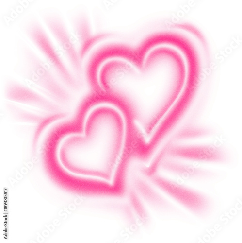 Foto Airbrush Grainy Valentine day Vintage love background design hand drawn style, blurry grain suitable for t-shirt and apply your lettering name, isolated on white background Y2k and bootleg scene