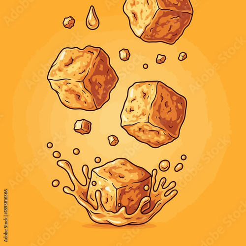 Brown Sugar Cubes with Liquid Splash