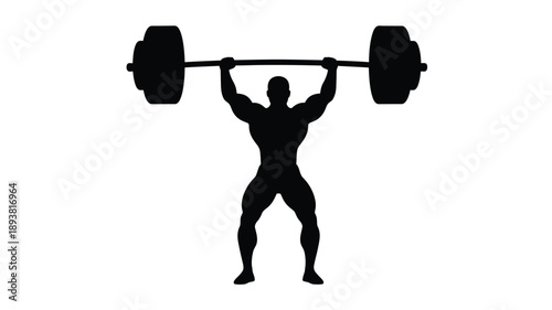 a muscular figure lifting a barbell demonstrating strength and fitness silhouette