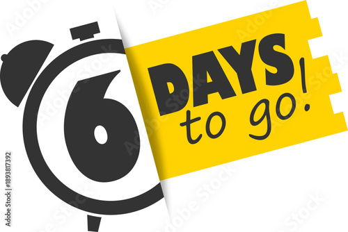 6 days to go countdown icon in flat style