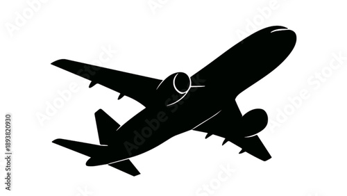 Passenger Airplane Silhouette Flying in the Sky