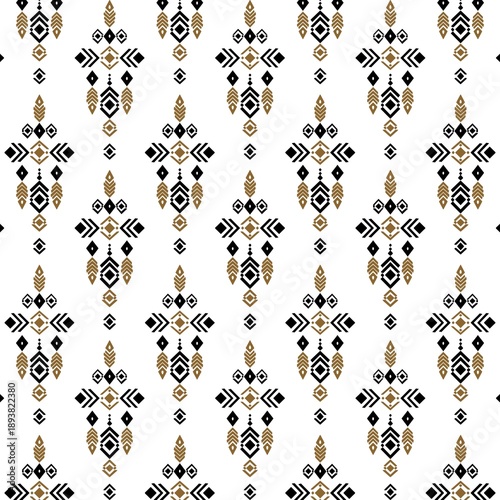 Cuadro en lienzo Moroccan fabric ethnic tribal floral patterns rendered in warm yellow tones