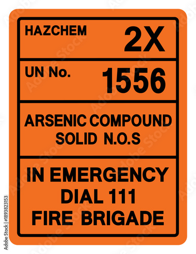 Hazard Chemical Arsenic Compound Liquid UN 1556 Symbol Sign, Vector Illustration, Isolate On White Background, Label.EPS10