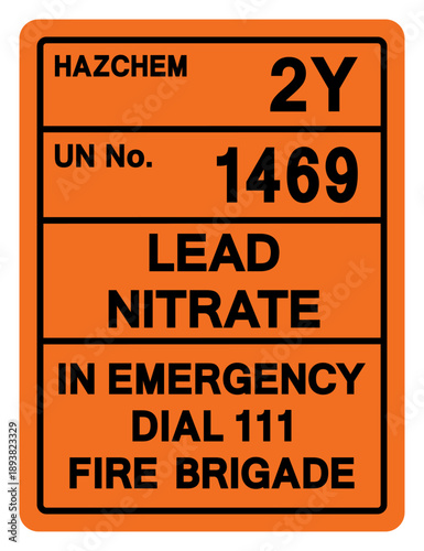 Hazard Chemical Lead Nitrate UN 1469 Symbol Sign, Vector Illustration, Isolate On White Background, Label.EPS10