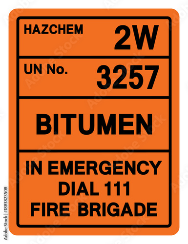 Hazard Chemical Bitumen UN 3257 Symbol Sign, Vector Illustration, Isolate On White Background, Label.EPS10
