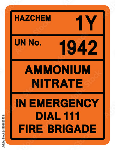 Hazard Chemical Ammomium Nitrate UN 1942 Symbol Sign, Vector Illustration, Isolate On White Background, Label.EPS10